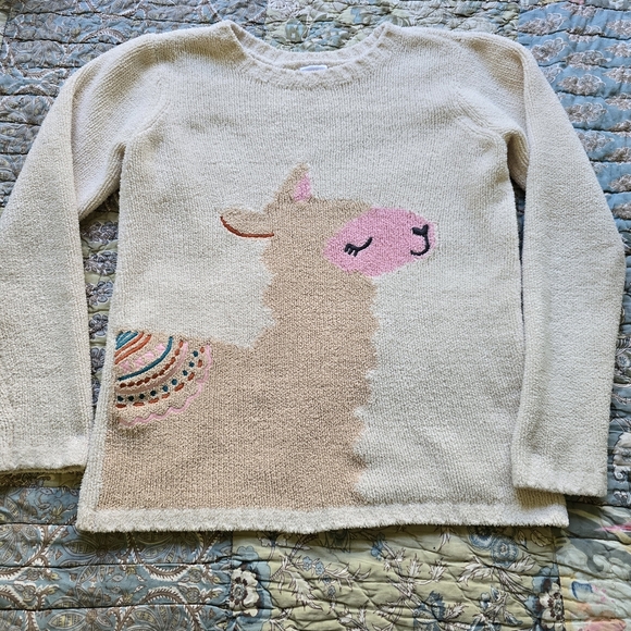 Hanna Andersson Cozy Critters Llama Marshmallow Sweater Kids Size 140 / 10 - Picture 1 of 6